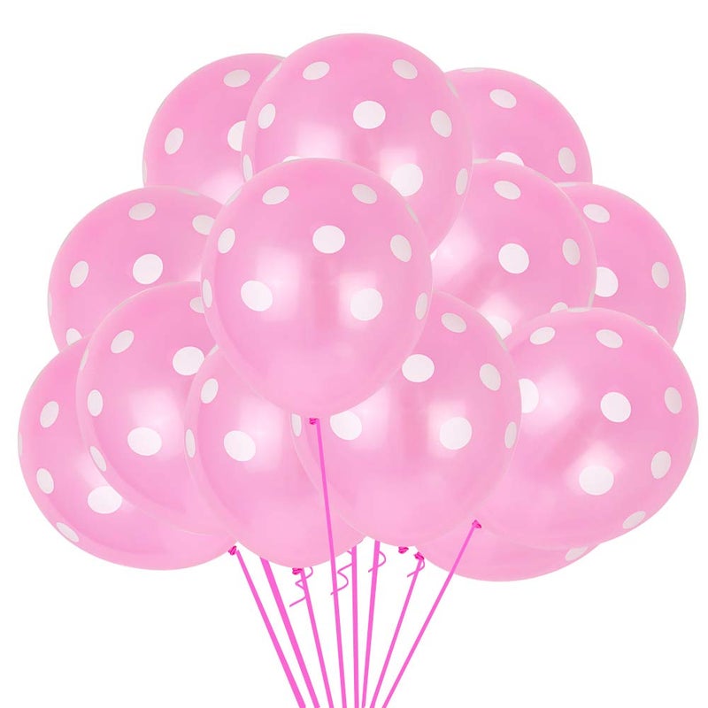 TONIFUL 100pcs Pink and White Polka Dots Balloons 12inch large Polka Dot Latex Party Balloons for Wedding Birthday Party Festival Decoration Supplies - Image 1